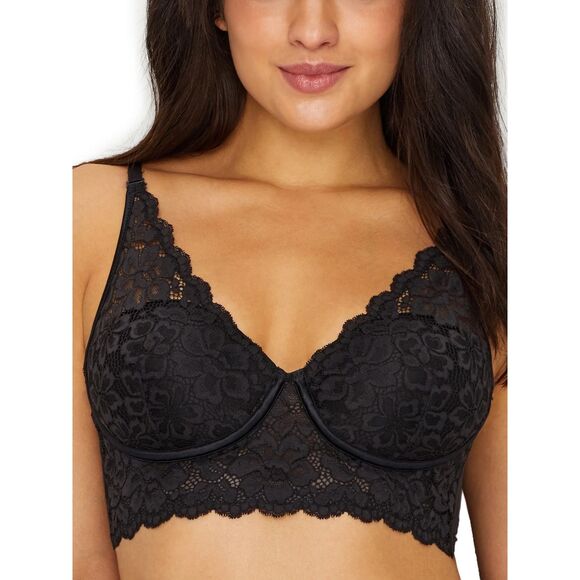 NWOT Maidenform Pure Comfort Halter Bralette, 40D, Black - Picture 2 of 8